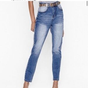 NASTY GAL Two Toned Relaxed Fit Denim Jeans High Rise Mid & Light Wash Size 12